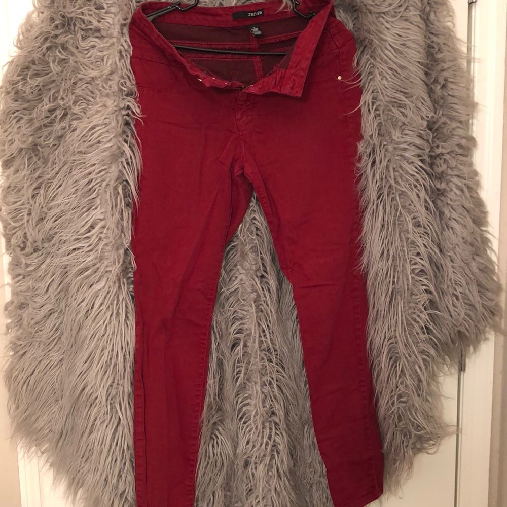 Red High Waist Super Skinny Jeans
